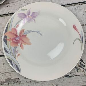 Brinton Fine Porcelain Decorative Plate‎ with Orchid Design Floral Pattern
